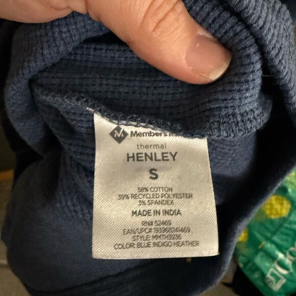 Member's Mark Thermal Henley Men's Size Small Blue NEW - Picture 8 of 8